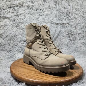 G Los Angeles Women Size 9M Size Zip Up Bedazzled Chains Chunky Block Heel Boots